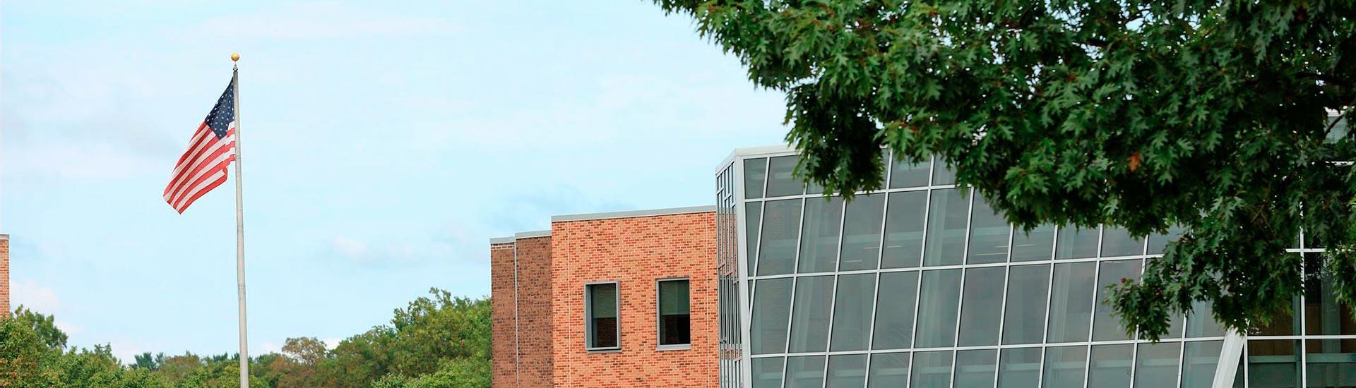 american flag waving on the blackwood campus